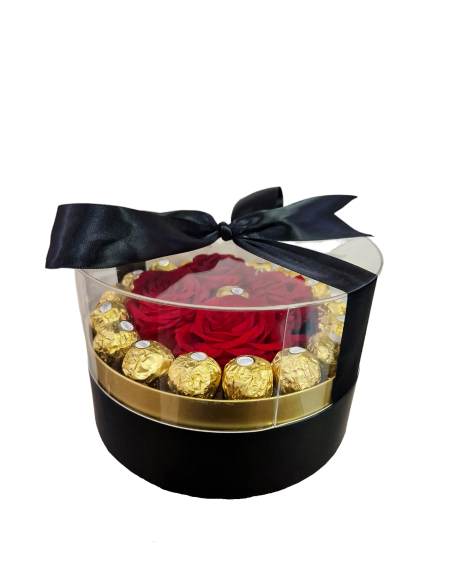 Caja Premium Rosas y Ferrero