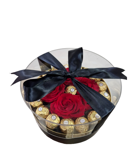 Caja Premium Rosas y Ferrero